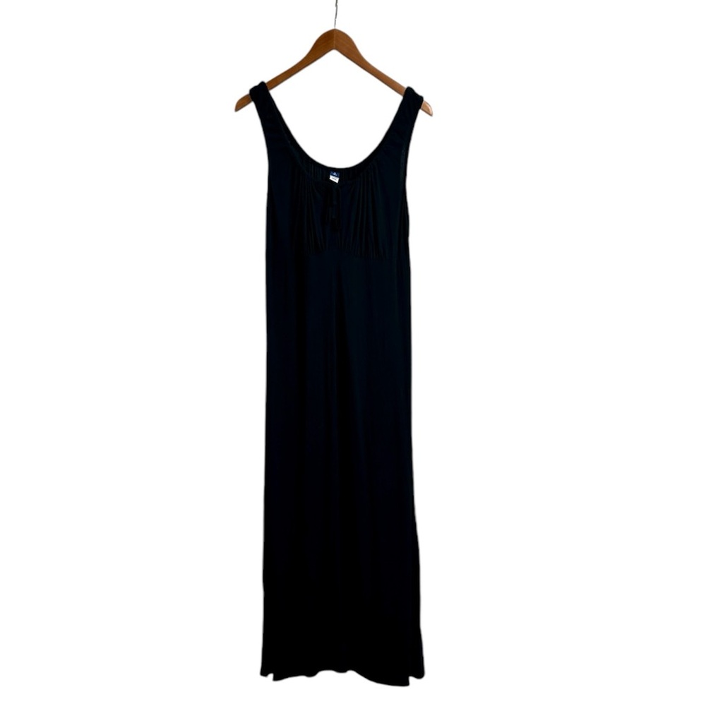Old Navy Midi Dress, Waist-Defined Sleeveless Crepe Dress, Black, Medium Tall